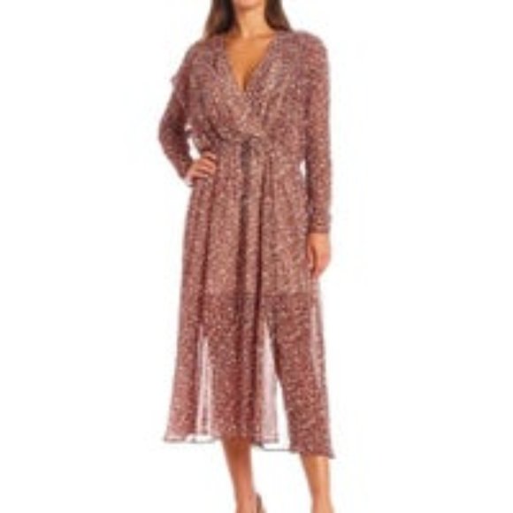 New Ted Baker Vallyy Floral Long Sleeve Draped Dress 2 4 6 - Picture 2 of 3